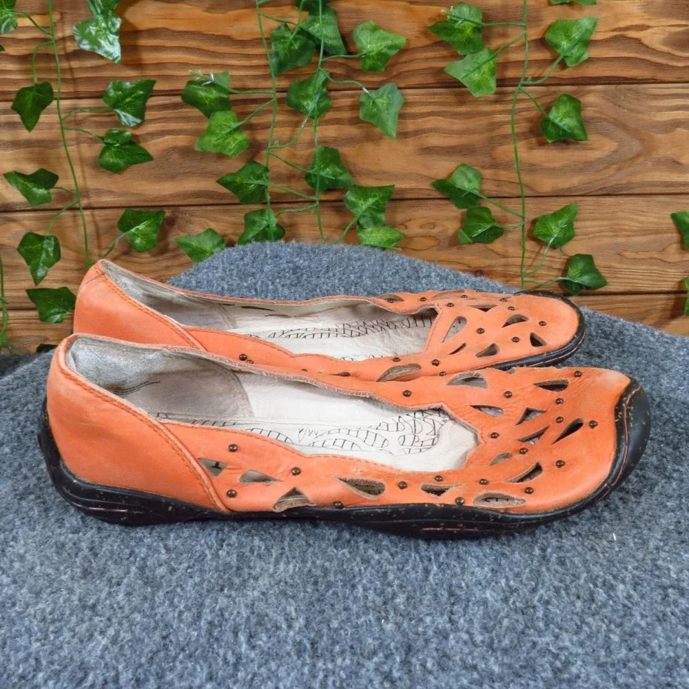 Jambu Edge Barefoot Women Flat Size 7 Casual‎ Comfort Walking Orange Leather - Picture 3 of 6